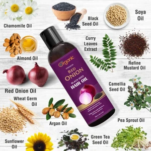 Organic Red Onion Black Seed Hair Oil With Applicator Hair Fall Control 100ml - Picture 1 of 5