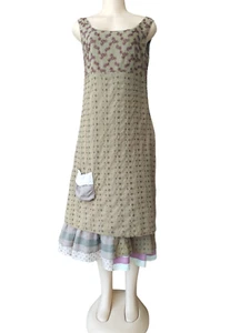 Ian Mosh Multilayered Midi Casual Dress Embroidered Cottagecore Boho Sz 4 Cotton - Picture 1 of 15