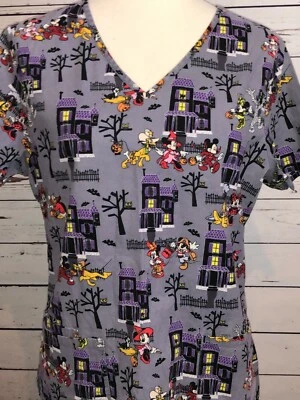 Blusa Médica Disney Halloween Pequeña Mickey Pluto Pato Donald Gris Uniforme Camisa Foto 1 de 4