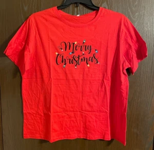 Teedino Women's Red Merry Christmas String Lights Tee size 14 - NWT - Picture 1 of 2