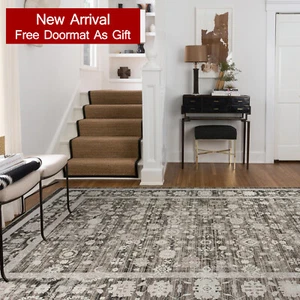 Extra Large Khaki Beige Brown Allover Traditional Lounges Carpet Washable Runner - Picture 1 of 20