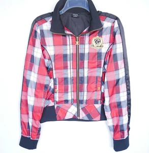 Chaqueta de bombardero Coogi para mujer talla XL roja blanca negra a cuadros - Imagen 1 de 12