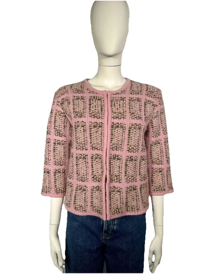 Matilde Cardigan Vintage Pink Cashmere Green Melange 3/4 Sleeve Size M - Image 1 of 4