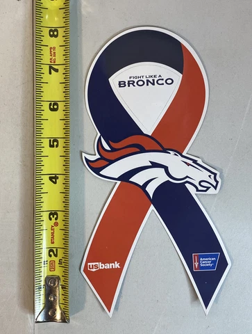 NFL Denver Broncos 8 Inch Die-Cut Magnet American Cancer Society Awareness Fight Cover