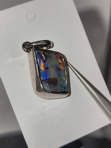 Boulder Opal Pendant Sterling Silver - Picture 1 of 10