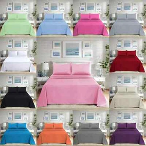 SAIMAZ Flat Bed Sheet – Soft Breathable Poly Cotton – Single Double King Sizes - Picture 1 of 191