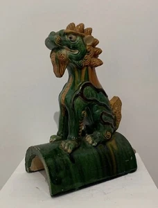Tegola In Terracotta Invetriata Rappresentante Cane Di Pho, Cina XIX Sec - Bild 1 von 16
