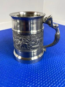 Taza con mango de sirena/elefantes y sirena en relieve Oriental Pewter/Tin Thailand Co. - Imagen 1 de 9