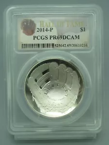 2014-P Baseball Hall of Fame Commemorative Dollar PCGS PR 69 DCAM - Picture 1 of 4
