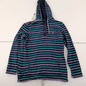CREW CLOTHING Hoodie 8 Blue Striped Womens Hooded Sweatshirt Overhead Pullover - Picture 1 of 10