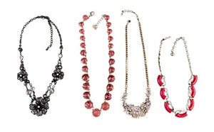 Lot of 4 Necklaces Costume Jewelry Plastic Rhinestone Vintage Thermoset Dress Up - Picture 1 of 7