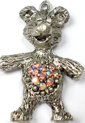 施华洛世奇水晶橘子AB水钻泰迪熊吊坠发现34x22毫米 — 第 1/4 张图片