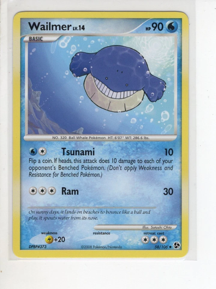 WAILMER GREAT ENCOUNTERS DIAMOND & PEARL SET POKEMON CARD 58/106 LP - Image 1 of 1