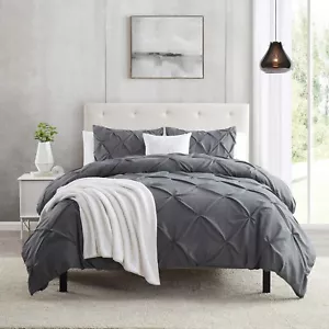 Pinch Pleat Duvet Cover Set, 3 Piece Luxurious Pintuck Comforter Cover by Nymbus - Picture 1 of 168