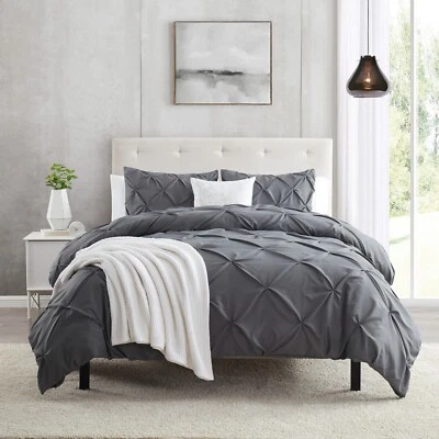 Pinch Pleat Duvet Cover Set, 3 Piece Luxurious Pintuck Comforter Cover by Nymbus - Image 1 of 4