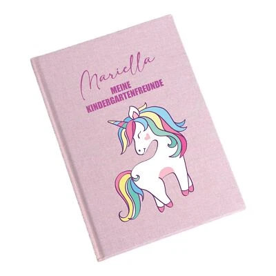 MINIMUTZ Personalisiertes Freundebuch Kindergarten | Einhorn bunt