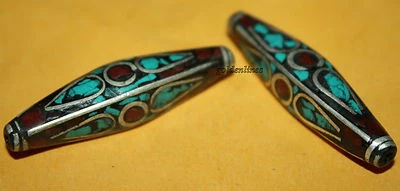 Tibetan beads Tibet beads Turquoise beads Nepal beads 2 Nepalese Beads boho B815 - Image 1 of 3
