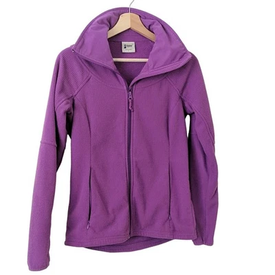 Chaqueta polar diseño alpino púrpura cremallera completa cálida chaqueta de invierno para mujer pequeña Foto 1 de 4