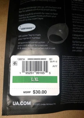 Máscara deportiva Under Armour 1/2 polaina unisex 1369734 negra/carbón nueva en paquete Foto 1 de 4