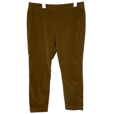 Women's 18 J.Jill Brown Pull On Corduroy Cotton Blend Elastic Straight Leg Pants - Image 1 of 4