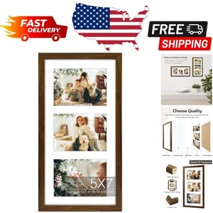 Sophisticated 5x7 Collage Picture Frame - Solid Wood with Tempered Glass - Picture 1 of 9