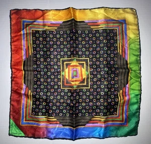 VITALIANO PANCALDI mehrfarbiger kräftiger lebendiger quadratischer Schal 14 1/2” x 14 1/2” - Bild 1 von 10