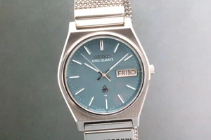 Reloj para hombre vintage 1978 [Exc+5] SEIKO King cuarzo 5856-7030 esfera azul día/fecha - Imagen 1 de 9