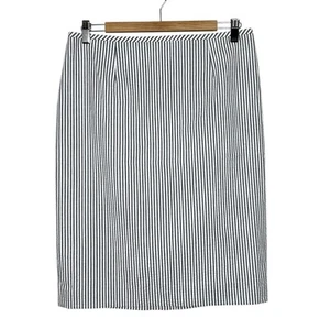 Seersucker Striped Pencil Skirt Black White Sz 10 Calvin Klein Nautical Preppy - Picture 1 of 9