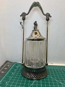 Rogers Smith & Co Victorian Pickle Castor Silverplate with Etched Glass No 255 - Bild 1 von 7