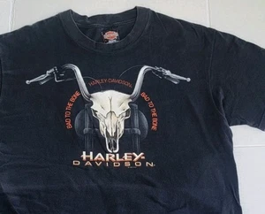 Vintage 90s Harley-Davidson tshirt Yellowstone skull bad to the bone montana XL - Picture 1 of 7