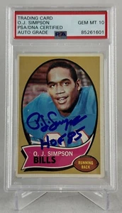 OJ SIMPSON “HOF 85” SIGNED AUTOGRAPHED 1970 TOPPS ROOKIE #90 PSA/DNA GEM 10 AUTO - Picture 1 of 2