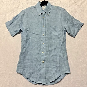 Brooks Brothers The Original Polo Shirt 100% Linen Button Down Size Small - Picture 1 of 7