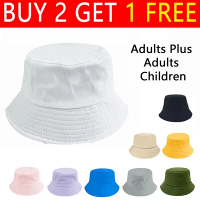Cotton Bucket Hat Summer Sun Festival Bush Men Woman 4 Sizes Premium Quality - Image 1 of 4