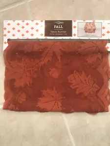 Fall Table Runner 13 X 72 Brown Leaves - Picture 1 of 4