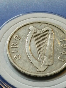 Extremely Fine+ 1943 Ireland 1/2 Half CROWN 2s6d w Holder W COA, Holder & Box XF - Picture 1 of 19