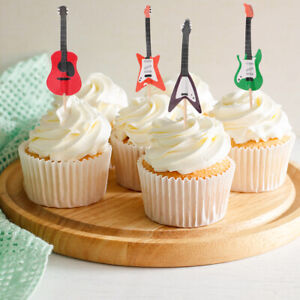  24 Pcs Instrument Cupcake Toppers Guitar Picks Music Decor Man