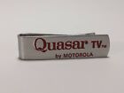 Vtg. Quasar Tv By Motorola Aluminum Enameled Advertising Money Clip