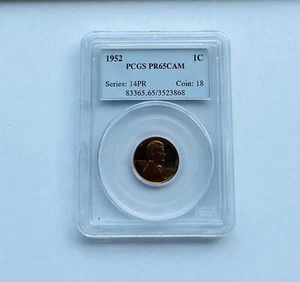 1952 LINCOLN CENT PCGS PR65CAM "CAMEO" ONLY CAMEO LISTED RARE - Picture 1 of 2