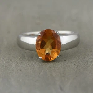 925 Sterling Silver Oval Cut Yellow Citrine Gemstone Ring Size US 4,5,6,7,8 - Picture 1 of 3