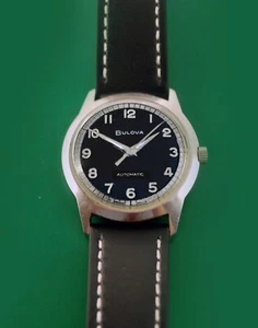 BULOVA Vintage 1968 Military Dial Men's Automatic Stainless Steel Watch - Picture 1 of 8
