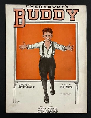 1920 Everybody's Buddy Frisch Grossman Piano Vocal Cover Art Antique Sheet Music - Image 1 of 3