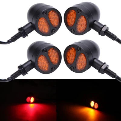 4X LED Bullet Brake Turn Signals Blinker Amber Red Lights For Harley Davidson - Image 1 of 4