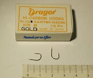 DRAGOR HOOKS 806G HIGH CARBON KARPFEN HAKEN made in japan pcs.100/box - Imagen 1 de 2