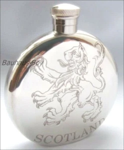 FRASCO DE PELTRE DE CADERA LEÓN RAMPANTE 6 oz SCOTLAND SPORRAN HECHO EN EL REINO UNIDO ROPA FALLIDA NUEVO - Imagen 1 de 7