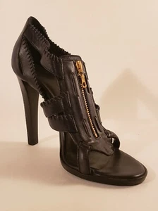 BALENCIAGA - Zipper Up Front Leather Sandal Pump 4" High Heels - Size 6 US - Picture 1 of 7