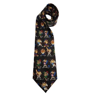 Looney Tunes Tasmanian Devil Necktie Tie Sports All Over Graphic Black Vintage - Picture 1 of 6