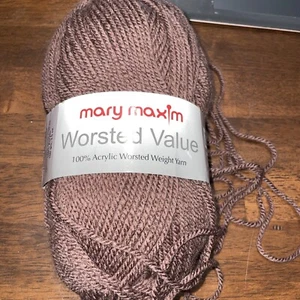 Mary Maxim Yarn WORSTED VALUE 2.8oz Partial Skein   #Y320-237 Brown - Picture 1 of 4