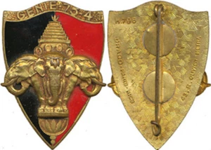 75 - 4 Bataillon du Génie au LAOS, émail, dos guilloché, D.OM. 796 (8707) - Imagen 1 de 1