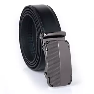 Real Leather Men Ratchet Belt Belts For Men Adjustable Automatic Buckle - Picture 1 of 22