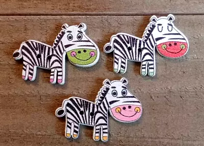 3 Zebra Sewing Buttons Crafting Wood 2 Hole 1 1/8"  - Image 1 of 2
